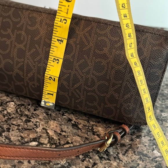 Calvin Klein Brown monogram logo Structured Tote with Gold Accents - Picture 10 of 16